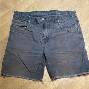 Prana Gray Jean Shorts with Distressed Look